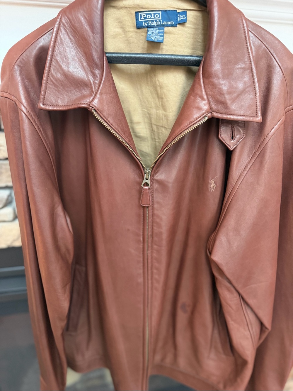 Ralph Lauren Brown Leather Zip Front Jacket